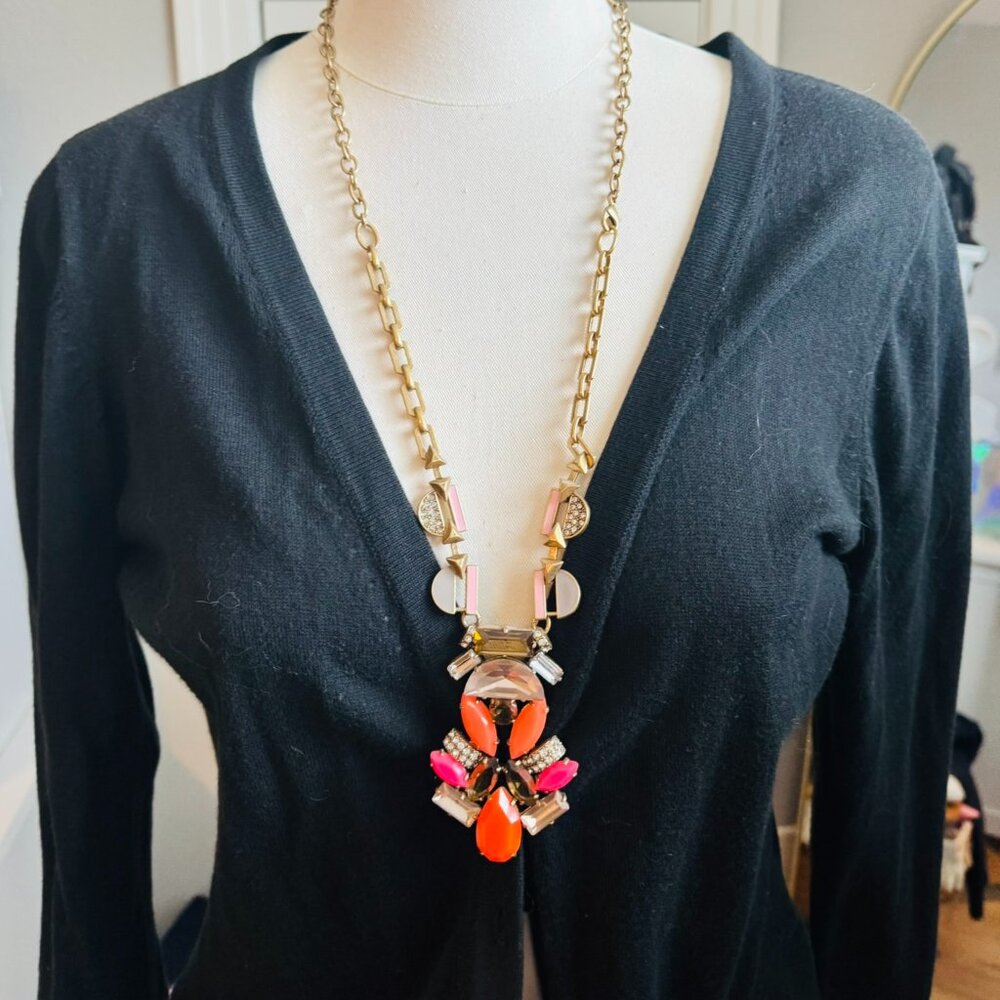 Stella & Dot Pop Geo pendant statement retired necklace Orange/pink Jewelry